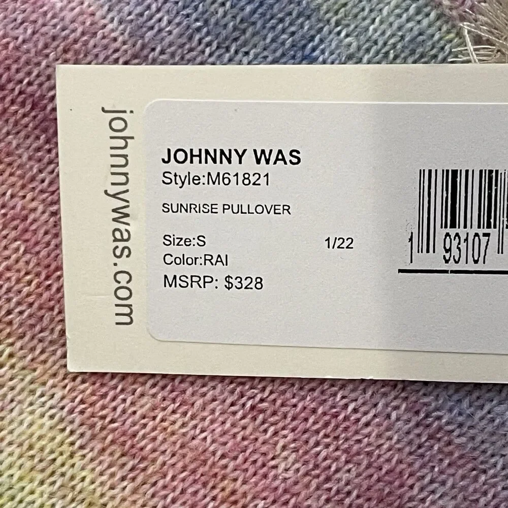 JOHNNY WAS‎ Sunrise Pullover Sweater Small Multicolor NEW Rainbow Wool Blend